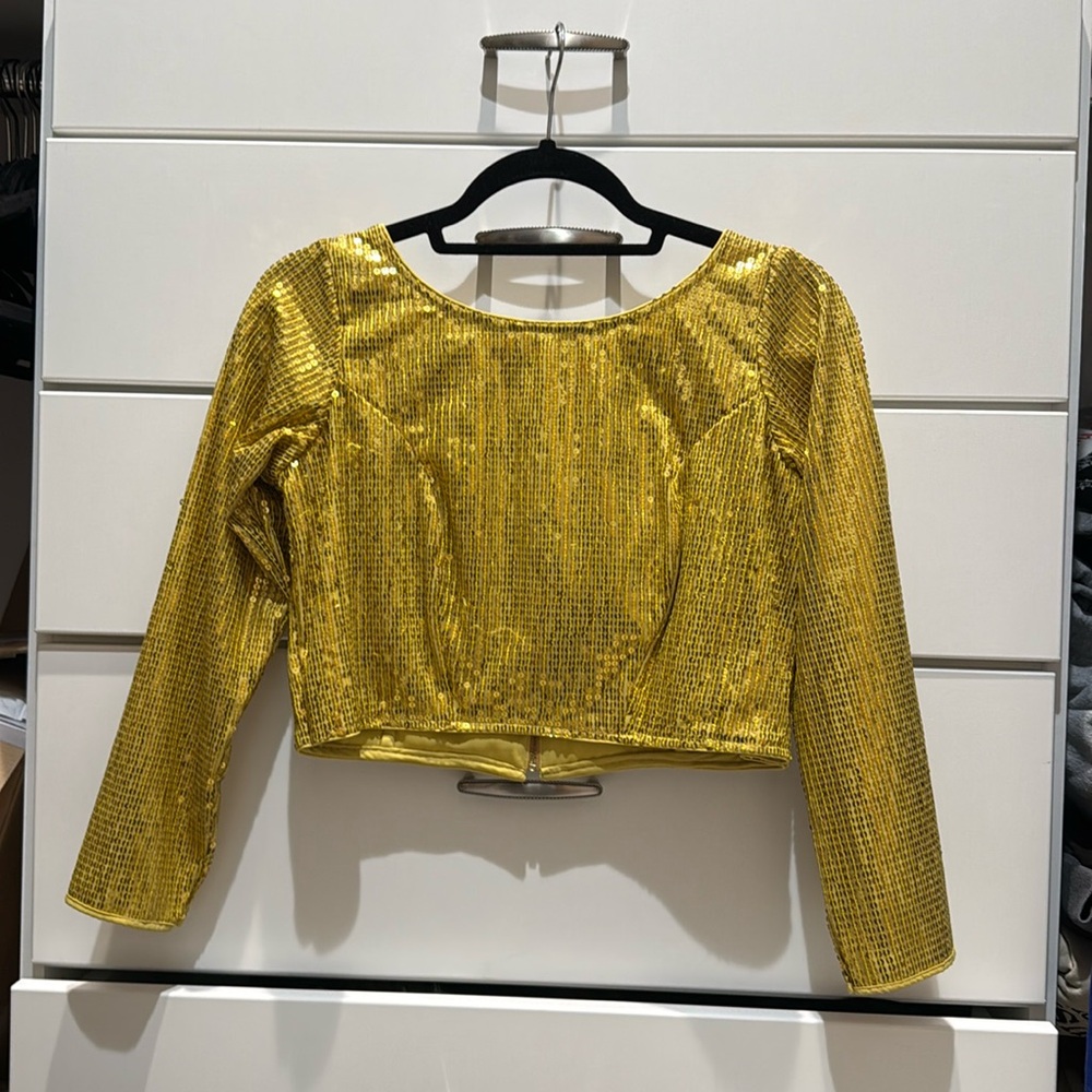 Mustard yellow sequin blouse - NWOT